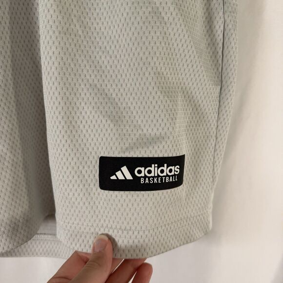 KU Jayhawks Basketball Adidas Shorts Men's Large White Mesh 7" Inseam Drawstring - Picture 3 of 9